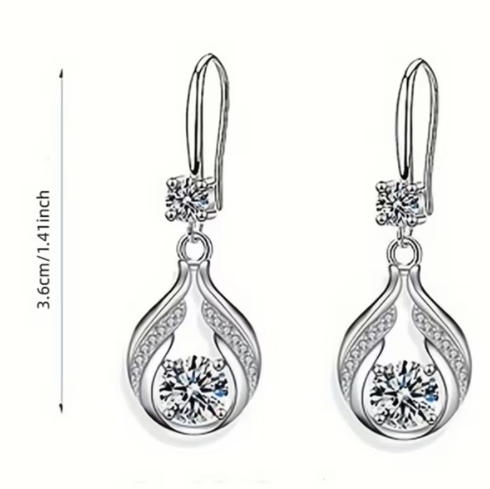 3pcs. Teardrop Necklace and Earrings with Pink Crystal Accents - Picture 4 of 5